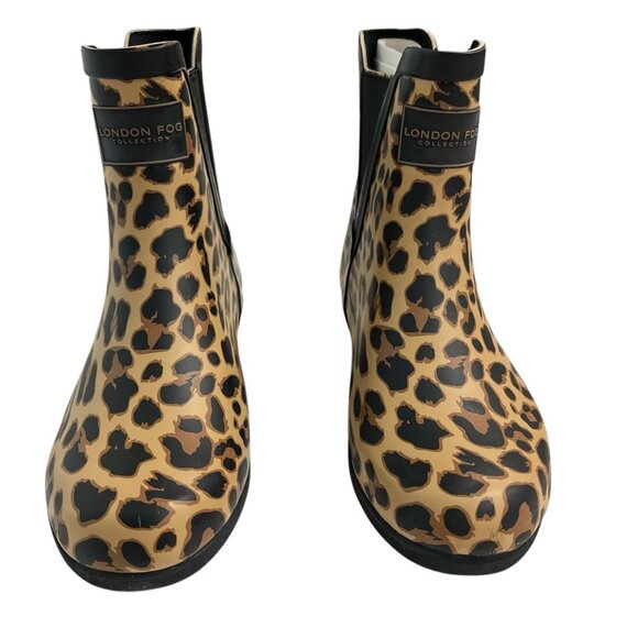 London Fog Rain Boots Womens 6 Piccadilly Ankle Leopard Rubber Rain Waterproof - Picture 2 of 11
